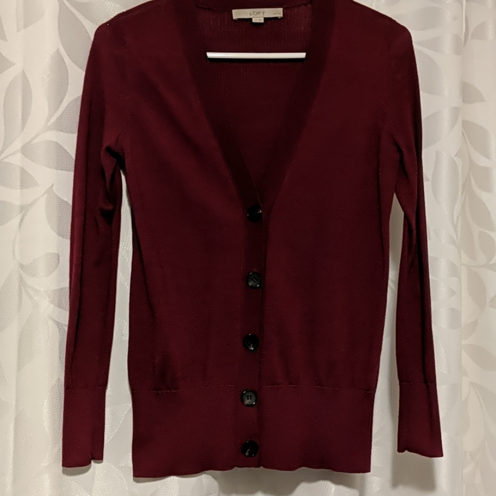 Loft Maroon button up cardigan